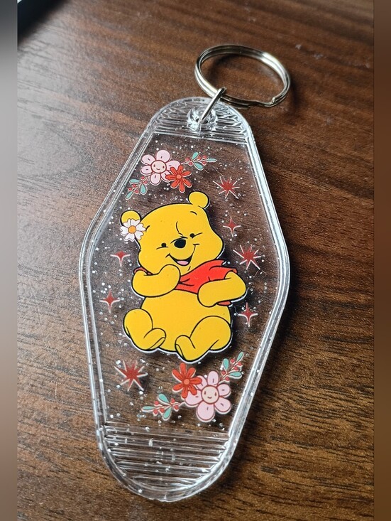 No Brand Accessories - Cute Bear Acrylic Motel Keychain Floral Clear Key Ring